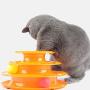 Three Levels Pet Cat Toy Tower Tracks Disc Cat Intelligence Amusement Triple Disc Cat Toys Ball Training Amusement Cat Tower