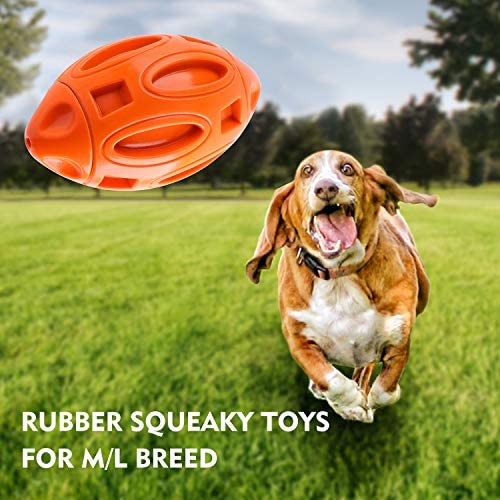 Apasiri Durable Dog Squeaky Toys for Aggressive Chewers Almost Indestructible, Dog Squeaking Interactive Toys Tough Dog Chew Toys Ball for Medium and Large Breed, Natural Rubber Pet Toys
