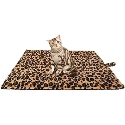 EXPAWLORER Self Heating Cat Pad for Pet, Warming Pet Bed Mat Safety Cat Pad with Leopard Print Great for Puppies and Cats in Cold Weather, Beige EXPAWLORER Self Heating Cat Pad for Pet, Warming Pet Bed Mat Safety Cat Pad with Leopard Print Great for Puppies and Cats in Cold Weather, Beige
