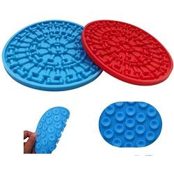 Dog Lick Pad 2pcs New Version Dog Licking Pads for Bathing with Powerful Suction Cup Dog Peanut Butter Lick Mat Used for Pet Bathing Grooming and Dog Training with Groom Brush by Free