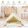 Tangkula Pet Teepee, Pent Tent w/Thick & Anti-Slip Cushion, Portable Pet House w/Stable Structure for Puppy Cat Rabbit, Washable Indoor Outdoor Pet Sleep Bed Luxury Cozy Cave