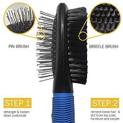 BV Dog Brush and Cat Brush, Pet Grooming Comb, 2 Sided Bristle and Pin for Long and Short Hair Dog, Removing Shedding Hair