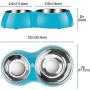 Flexzion Pet Feeder Feeding Drinking Stand Tray Station with Stable Plastic Dual Double Diner Stainless Steel Bowls Removable Dishes Food Water Holder for Dog Cat Puppies (Blue)
