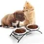 Y YHY Cat Food Bowls, Raised Cat Bowls for Food and Water, Ceramic Cat Bowls Elevated, Cat Dishes for Cat or Small Dogs,12 Ounces, Cute Cat Design, Dishwasher Safe