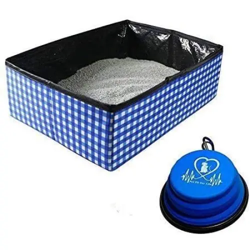 Pet Fit For Life Collapsible Portable Litter Box and Bonus Pet Fit For Life Collapsible Water Bowl