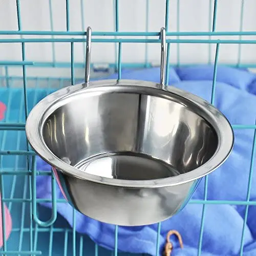 MLCINI Stainless Steel Hanging Pet Bowl, Removable Dish Feeder for Rabbit Bird Cat Dog Food Water Bowl with Hanger,(M size) MLCINI Stainless Steel Hanging Pet Bowl, Removable Dish Feeder for Rabbit Bird Cat Dog Food Water Bowl with Hanger,(M size)