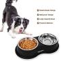 EpetsLove Dog Bowls Double Stainless Steel Dog Water and Food Bowls with Non-Slip Resin Station, Pet Feeder Bowls for Puppy Medium Dogs Cats