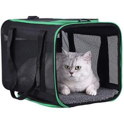 Soft Pet Carriers for Medium and Large Cats, 2 Kitties and Small Dogs w/Comfy Washable Bed, Top Entrance and Adjustable Shoulder Strap. Auto-Safe, Escape Proof, Easy to get Cats in, Easy Storage