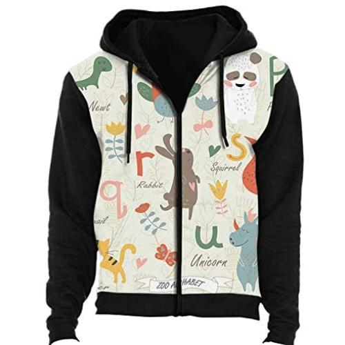 Cat with - Orange Fur Eating Grass Outdoor,Unisex 3D Print Favorable Comment Zip up Sweatsh