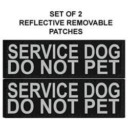 Doggie Stylz Set of 2 Reflective Service Dog DO NOT PET Removable Patches with Hook Backing for Working Dog Harnesses & Vests. Durable and Interchangeable - Comes in 3 Sizes Small, Medium and Large