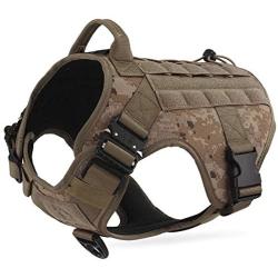 Working Dog MOLLE Vest with Handle Military No Pull Adjustable Service Vest for Large Medium Dogs with 2 Metal Buckles, No Pulling Front Leash Clip, Hook & Loop for Dog Patch