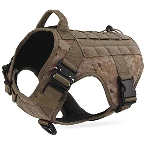 Working Dog MOLLE Vest with Handle Military No Pull Adjustable Service Vest for Large Medium Dogs with 2 Metal Buckles, No Pulling Front Leash Clip, Hook & Loop for Dog Patch