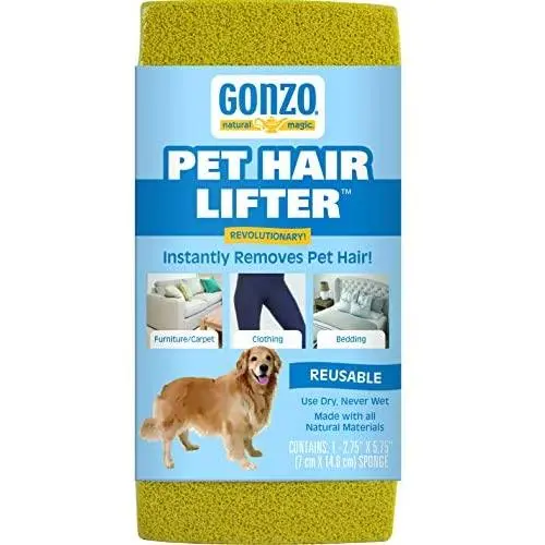 Gonzo Pet Hair Lifter - Remove Dog, Cat and Other Pet Hair from Furniture, Carpet, Bedding and Clothing - 1 Sponge Gonzo Pet Hair Lifter - Remove Dog, Cat and Other Pet Hair from Furniture, Carpet, Bedding and Clothing - 1 Sponge