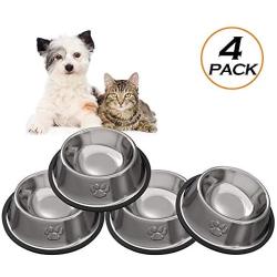 JOCHA Stainless Steel Dog Cat Bowls Cat Food Bowls with Rubber Base for Small/Medium/Large Dogs, Pets Feeder Bowl and Water Bowl Perfect Choice