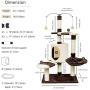 Famgizmo Cat Tree with Sisal Scratching Posts, 110cm Cat Climbing Tower with Cat Cave, Multi-Level Cat Kitten Activity Centre with Dangling Toy, Cat Condo, Cat Furniture, Fish Pattern, Brown/Beige