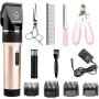 Sminiker Professional Low Noise Rechargeable Cordless Cat and Dog Clippers - Professional Pet Clippers Grooming Kit,Animal Clippers Pet Grooming Kit