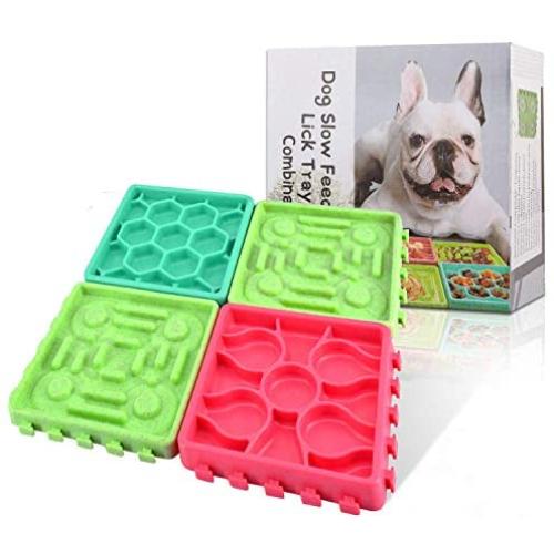 4 PCS Slow Feeder Dog Bowls & Lick Mats for Dog and Cats for Slower Healthier Eating| Relieve Anxiety and Boredom,Dry & Wet Treat Dispensing Mat with Suction Cups for Pets During Bathing or Grooming