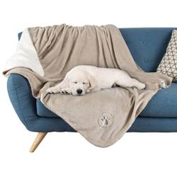 Waterproof Pet Blanket-50”x60” Soft Plush Throw Protects Couch, Chairs, Car, or Bed from Spills, Stains, or Pet Fur-Machine Washable by Petmaker (Tan)