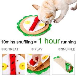 ROZKITCH Dog Snuffle Mat Round, Pet IQ Puzzle Feeding Pad to Add Fun, Slow Eat Bowl Blanke, Train Sniffing Foraging Nose Work, Durable Puppy Cat Hide and Seek Game Toys