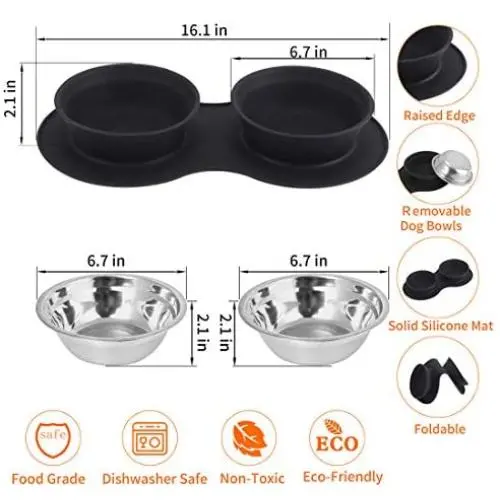 MyAvenueDog Food Bowls & Cat Bowls Non Skid, Stainless Steel Dog Bowls Medium Sized Dogs with