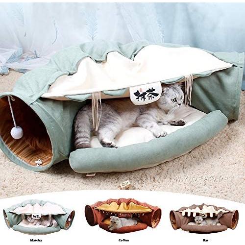 MYIDEA Collapsible Cat Tunnel Tubes Toys - Fun Run Crinkle Play Tunnels for Pets Kittens Rabbits