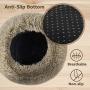 Bathonly Calming Anti-Anxiety Pet Bed Pillow Bed Faux Fur Cuddler Donut Bed for Mini and Small Dogs and Cats up to 8 pounds,Coffee 15.7''