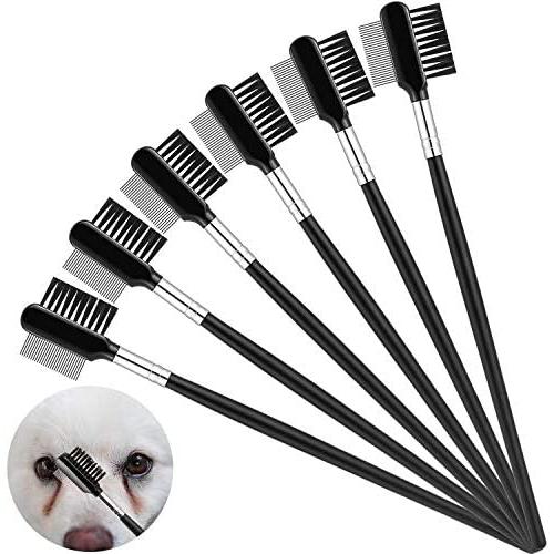 6 Pieces Tear Stain Remover Comb Double-Sided Dog Eye Comb Brush Double Head Grooming Comb Multipurpose Tool for Small Pet Cat Dogs Removing Crust and Mucus