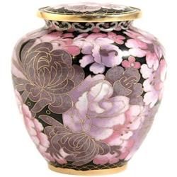 Near & Dear Pet Memorials Elite Cloisonné Floral Blush Pet Cremation Urn, 50 Cubic Inch, Pink