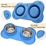 Canple Dog Bowl Stainless Steel Dog Bowls Food Water Pet Feeder with No Spill Non-Skid [Strong Suction Cup] Silicone Mat Waterproof for Pets Small Medium Large Dogs