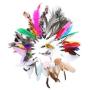 Apofly 5PCS Funny Cat Rod Set Kitten Toys, Cat Fishing Rod Toys Pet Cat Toy Fishing Rod Telescopic Feather Funny Cat Rod Replacement Head Five