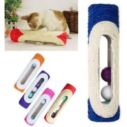 Pet Cat Rolling Sisal Scratching Post Trapped With 3 Ball Training Funny Toys [color-Random]