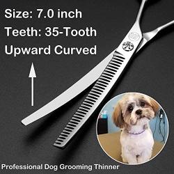 Moontay Professional 7.0'' Dog Grooming Chunkers Scissors, Upward Curved Pets Grooming Thinning/Blending Shears - Japan 440C Stainless Steel for Pet Groomers or Family DIY Use