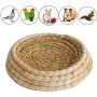 LWINGFLYER Bowl-Shaped Cat Scratch Board Pad Straw Pet Nest Bed Cat Toy Supplies Hand-Woven Rattan Grass Bed