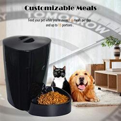 Companet Smart Pet Feeder Automatic Feeder 4.0 L Electric Dry Food Container Timed Dog Cat Dispenser Timer Programmable 1-6 Meals 15 Portions Control per Day for Dog Cat Small & Medium Pets