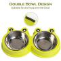 Rapsrk Double Cat Bowl Stainless Steel Dog Bowl,Durable Pet Bowls with No-Slip Design Resistant Silicone Mat,Cute Modeling Pet Food Water Dish for Feeder Dogs/Cats/Rabbit and Pets