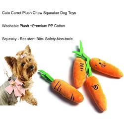 Hiidocat (4 Pack) Plush Squeaky Dog Toy Stuffed Interactive Pet Toys Plush Toy Carrot Set of 4 Pieces Cute Smiling Carrot Plush Chew Squeaker Dog Puppy Cat Vegetable Carrot Sound Voice Plush Toy