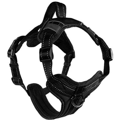 CoreLife Reflective Dog Harness, No Pull/No Choke [Front & Back 3 Leash Attachments] Mesh & Vegan Leather Reflective Dog Vest with Handle (for Small Medium Large Dog)