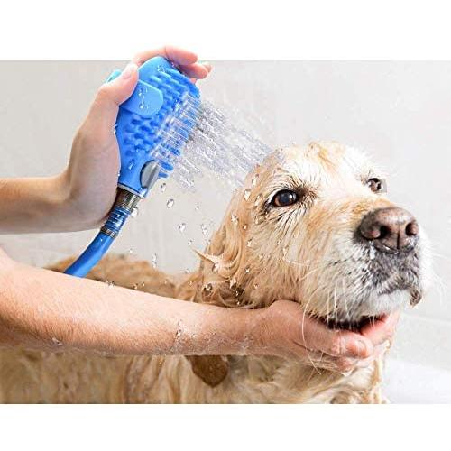Cool smile Dog Bathing Tool,Pet Shower Sprayer Handheld,Pet Massaging&Grooming Glove, 3 Faucet Adapters to 99 inch Garden Hose, for Dog Cat Horse Outdoor&Indoor Use