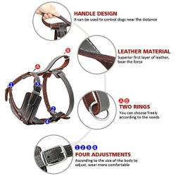 PET ARTIST Leather Large Dog Harness Heavy Duty Vest Thick Soft for Big Medium Breed Dogs Brown