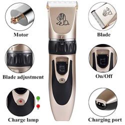 AIPET Dog Clippers Cordless Pet Hair Grooming Clippers Kit, Professional Low Noise Rechargeable Cordless Cat and Dog Clippers