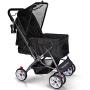 WONDERFOLD P1 Folding Pet Stroller Wagon for Dogs/Cats, 4 Wheels, Zipperless Entry, Storage Basket, Cup Holder