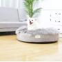 Ushang Pet Premium Faux Long Fur Calming Cuddler Orthopedic Round Dog Sofa Bed, Self-Warming Shag Dog Cushion Donut Bed for Medium & Large Dog (Large 36 inch, Gray)