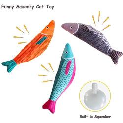 AKETCH 3 Pack Catnip Fish Cat Toy Cat Chew Squeaky Toy Interactive Pets Pillow Plush Bite Kick Fish Toys with Catnip for Cat Toothbrush