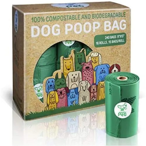 100% Compostable and Biodegradable Poop Bags for Dogs. Vegetable-Based, safe for the environment. BPI-approved. 240 bags 9 x 13 Inches, 16 rolls, 15 bags each roll. (Unscented) 100% Compostable and Biodegradable Poop Bags for Dogs. Vegetable-Based, safe for the environment. BPI-approved. 240 bags 9 x 13 Inches, 16 rolls, 15 bags each roll. (Unscented)