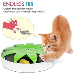 Pawaboo Cat Teasing Toy, Premium Mouse Chase Interactive Cat Kitten Kitty Toy, Hide and Seek Smart Electronic Maget Mouse Sneaky Mouse for Cat Play Funny Toy, Green & White