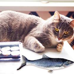 hdee Electric Fish Cat Toy, Plush Wagging Catnip Kicker Toys Funny Interactive Pets Pillow, Pets Pillow Chew Bite Kick Supplies for Cat Kitten Kitty