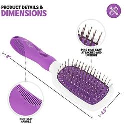 Stainless Steel Grooming Brush for Dogs - Ever Gentle Slicker Brush with Rubber Handle and Hook