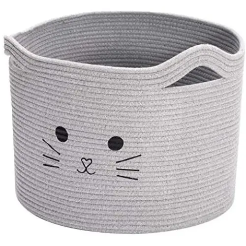 Geyecete cat Toy Box Storage Cotton Rope Pet Toy Storage Basket for cat Toys Perfect Bin for Cat Toys and Accessories Geyecete cat Toy Box Storage Cotton Rope Pet Toy Storage Basket for cat Toys Perfect Bin for Cat Toys and Accessories