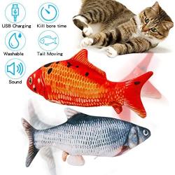 FPVERA 2 Pack Electric Fish Cat Toy Realistic Plush Moving Wagging Fish Cat Toys Simulation Interactive Cat Kitten Toys Perfect cat Kitty Kitten Gift for Grabbing, Biting, Chewing and Kicking