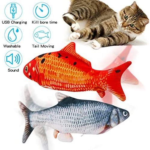 FPVERA 2 Pack Electric Fish Cat Toy Realistic Plush Moving Wagging Fish Cat Toys Simulation Interactive Cat Kitten Toys Perfect cat Kitty Kitten Gift for Grabbing, Biting, Chewing and Kicking